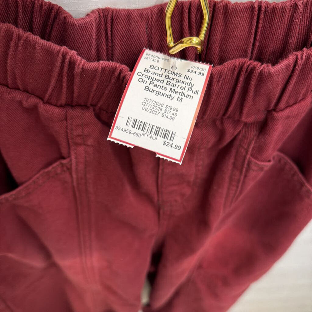 Burgundy Cropped Barrel Pull On Pants Medium