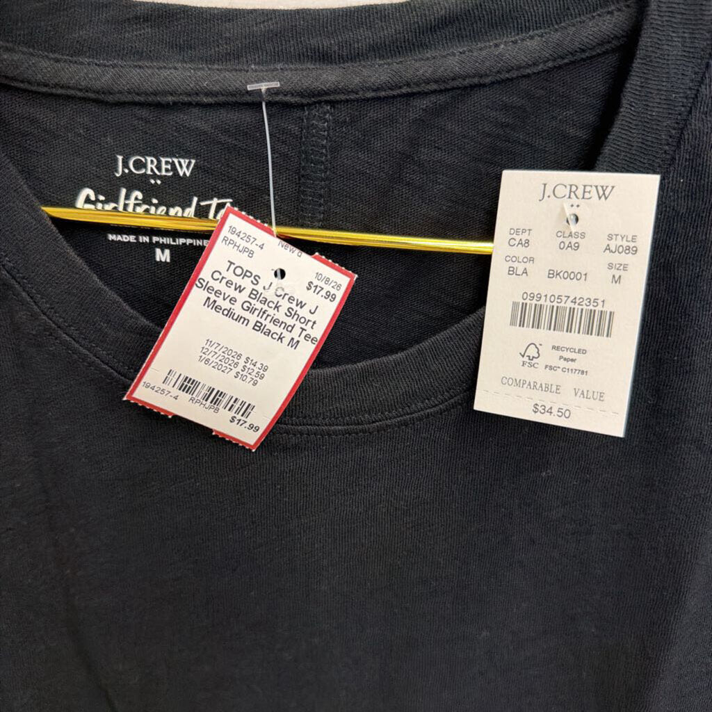 J Crew Black Short Sleeve Girlfriend Tee Medium