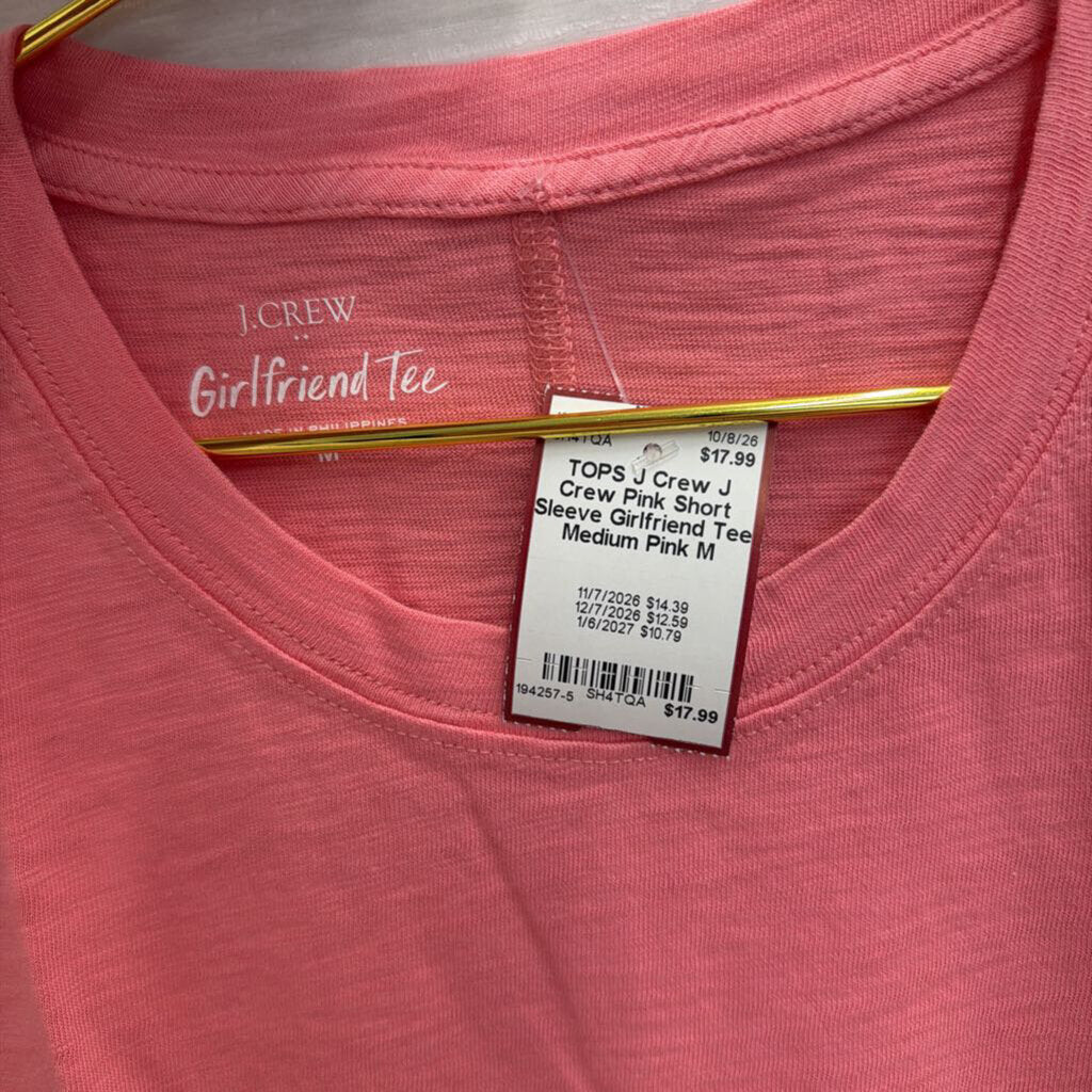 J Crew Pink Short Sleeve Girlfriend Tee Medium