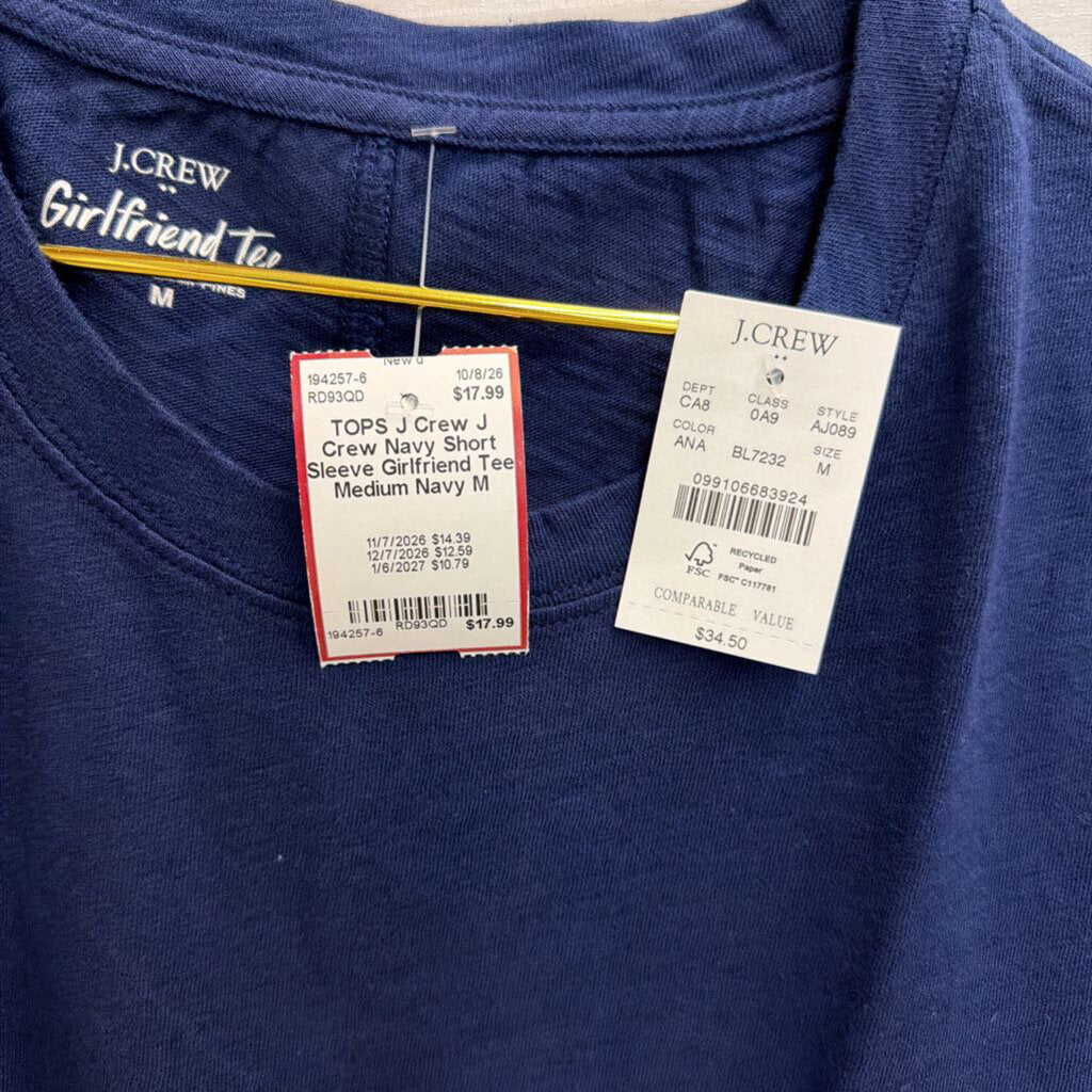 J Crew Navy Short Sleeve Girlfriend Tee Medium