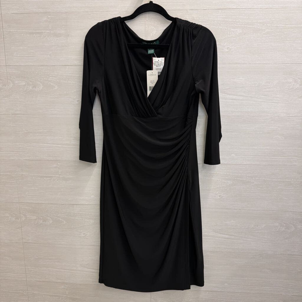 Ralph Lauren Black Long Sleeve Ruched Dress 10