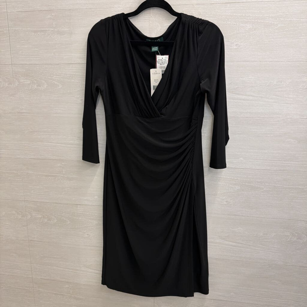Ralph Lauren Black Long Sleeve Ruched Dress 10