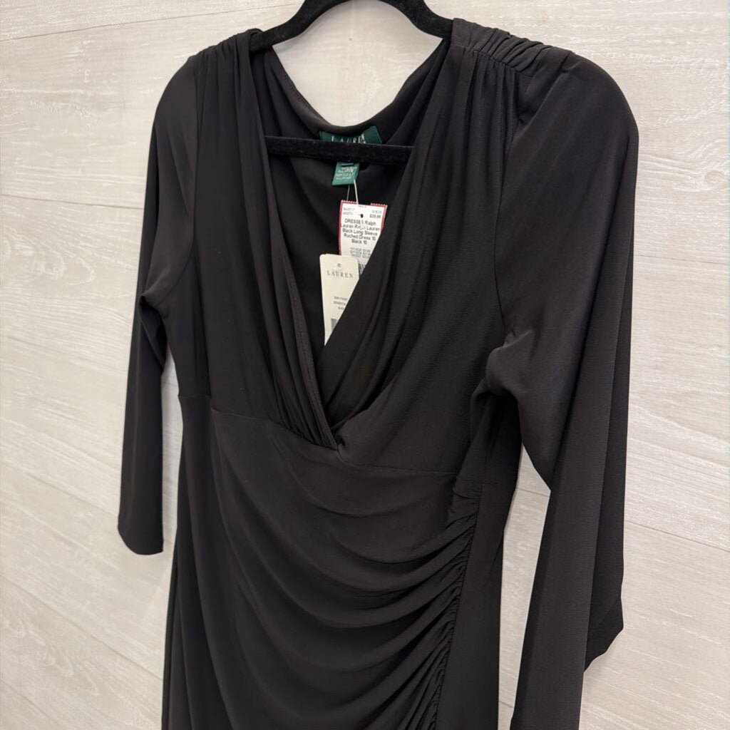 Ralph Lauren Black Long Sleeve Ruched Dress 10