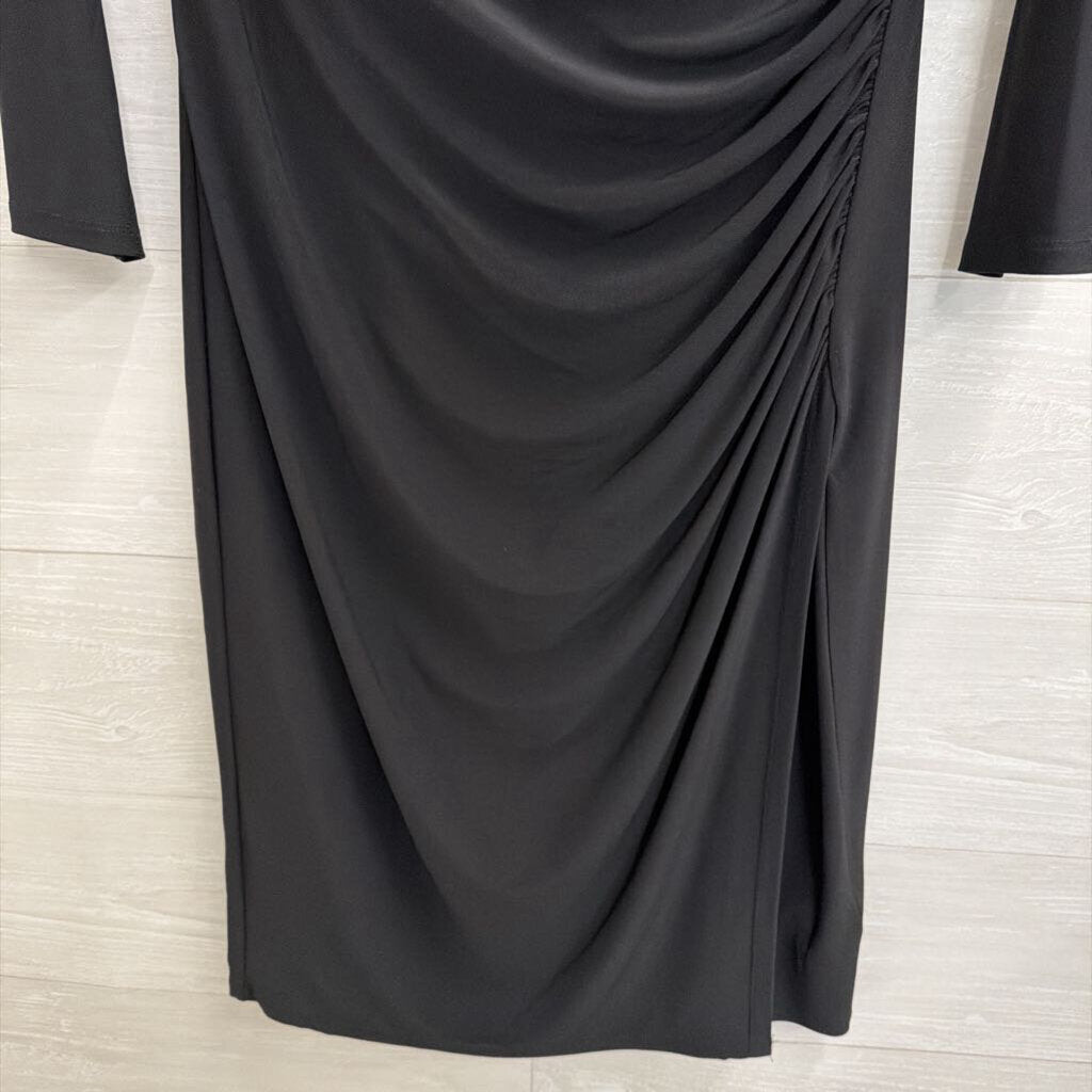 Ralph Lauren Black Long Sleeve Ruched Dress 10