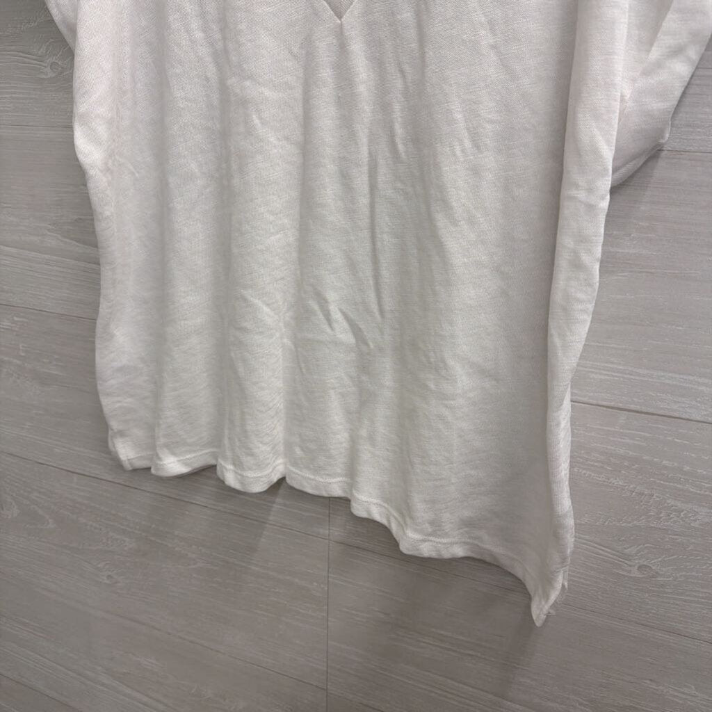 Loft White V Neck Short Sleeve Top Medium