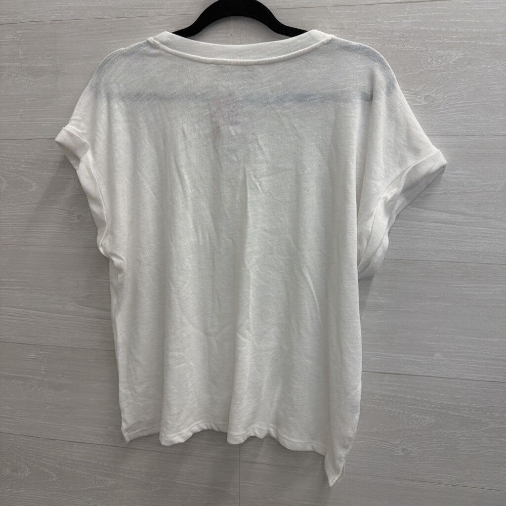 Loft White V Neck Short Sleeve Top Medium