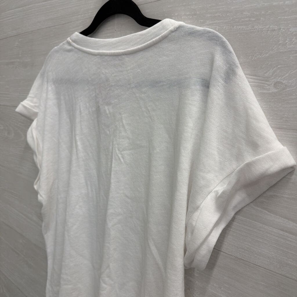 Loft White V Neck Short Sleeve Top Medium
