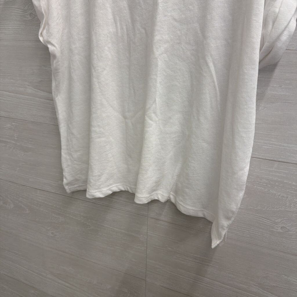Loft White V Neck Short Sleeve Top Medium