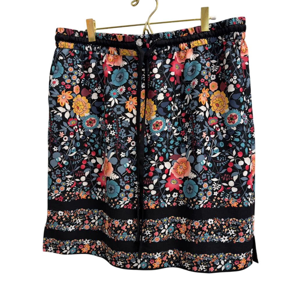 Loft Black/ Multi Print Skirt Large