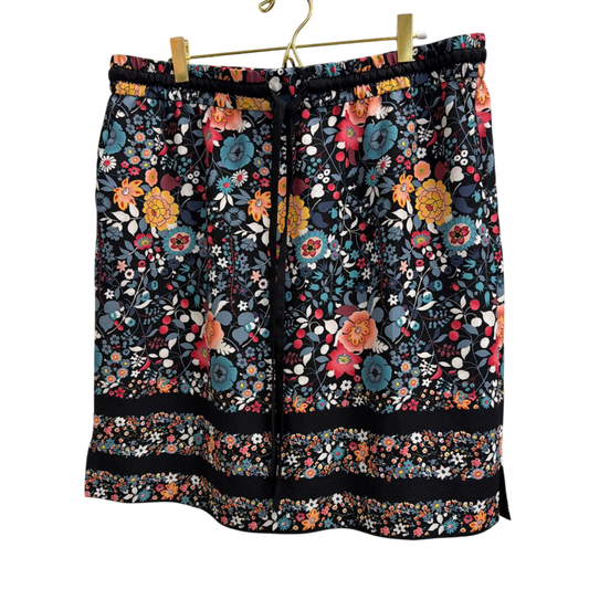 Loft Black/ Multi Print Skirt Large