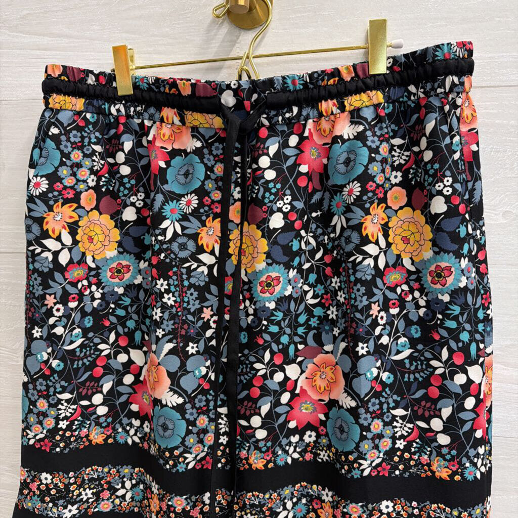 Loft Black/ Multi Print Skirt Large