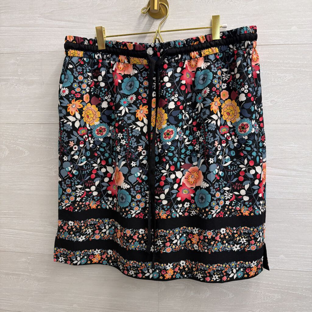 Loft Black/ Multi Print Skirt Large