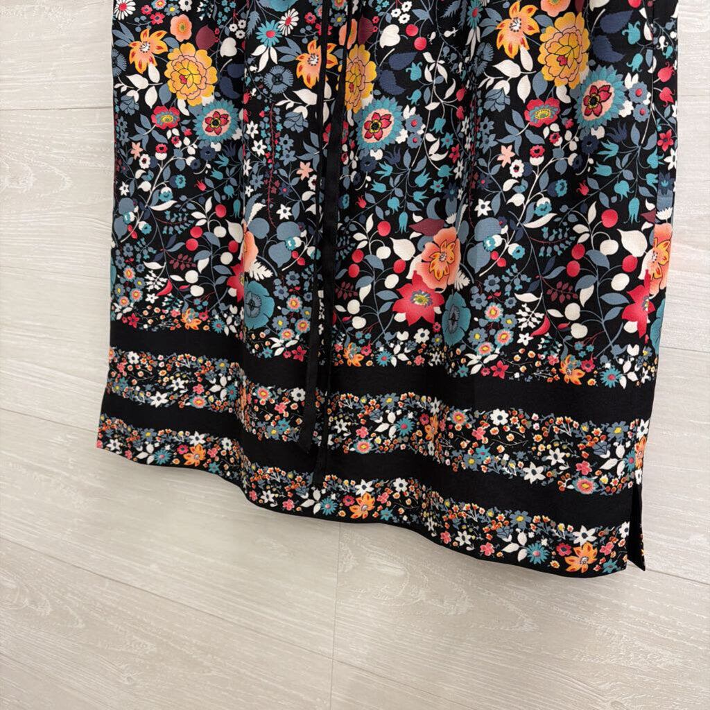 Loft Black/ Multi Print Skirt Large
