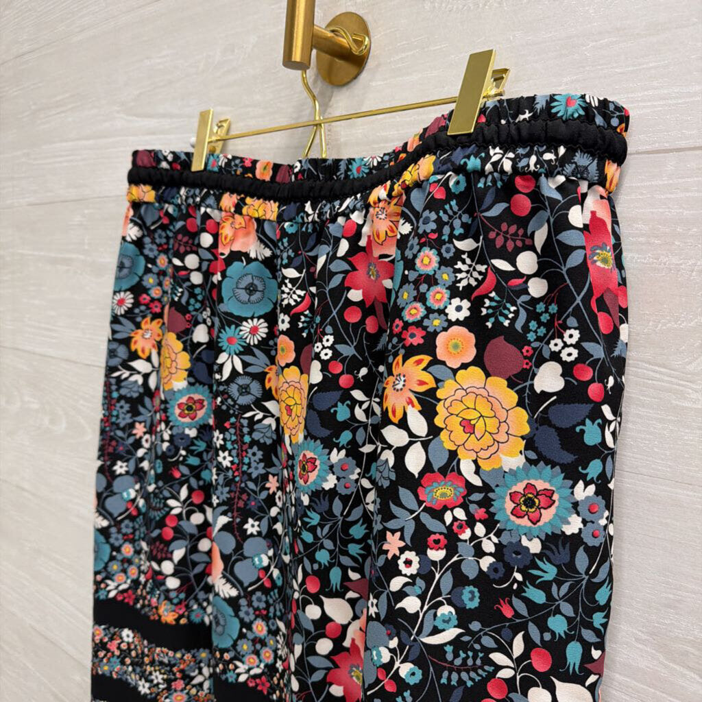 Loft Black/ Multi Print Skirt Large