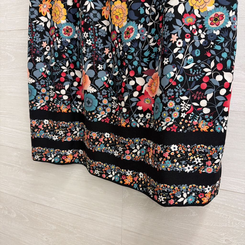 Loft Black/ Multi Print Skirt Large