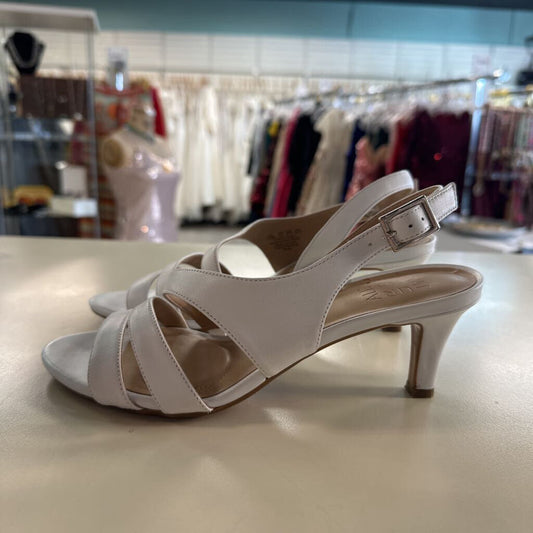Naturalizer White Strappy Sandal Heels 7.5