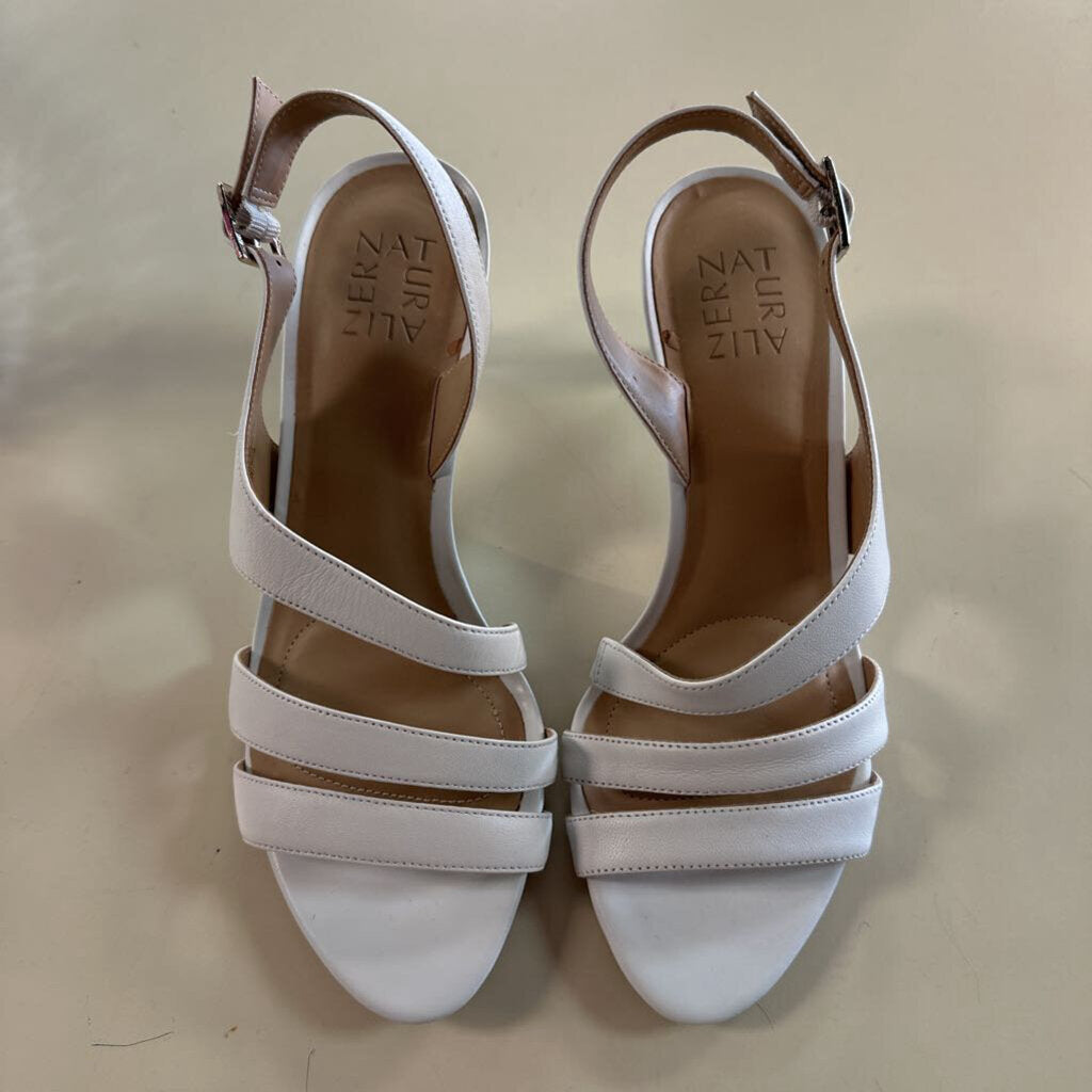 Naturalizer White Strappy Sandal Heels 7.5