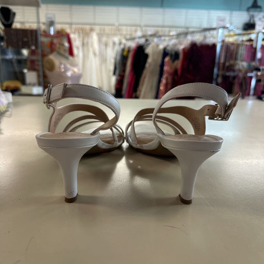 Naturalizer White Strappy Sandal Heels 7.5