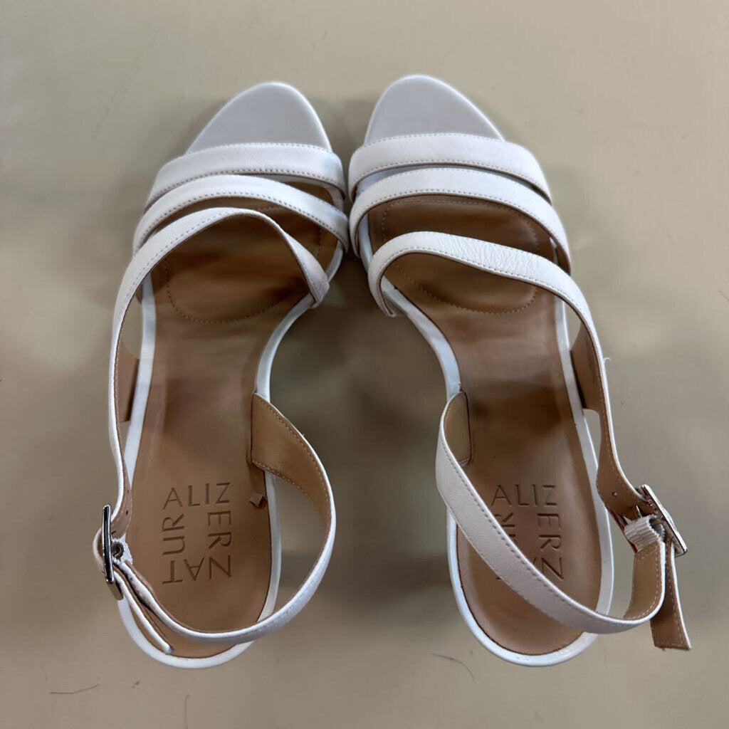 Naturalizer White Strappy Sandal Heels 7.5