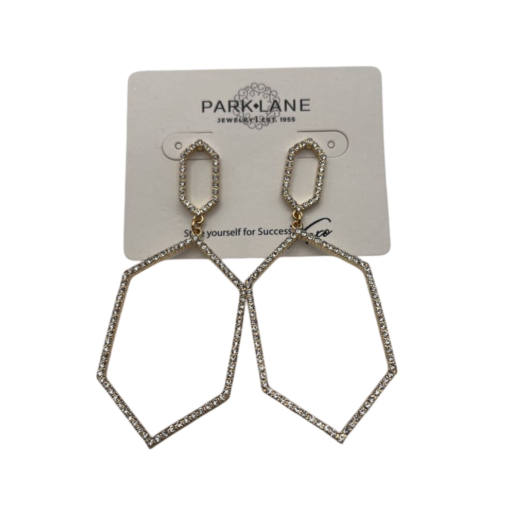 Park Lane Gold/ Rhinestone Drop Statement Earrings