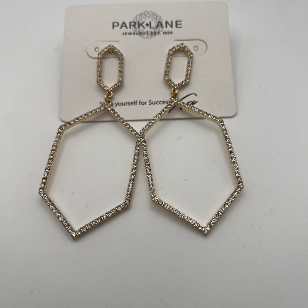 Park Lane Gold/ Rhinestone Drop Statement Earrings