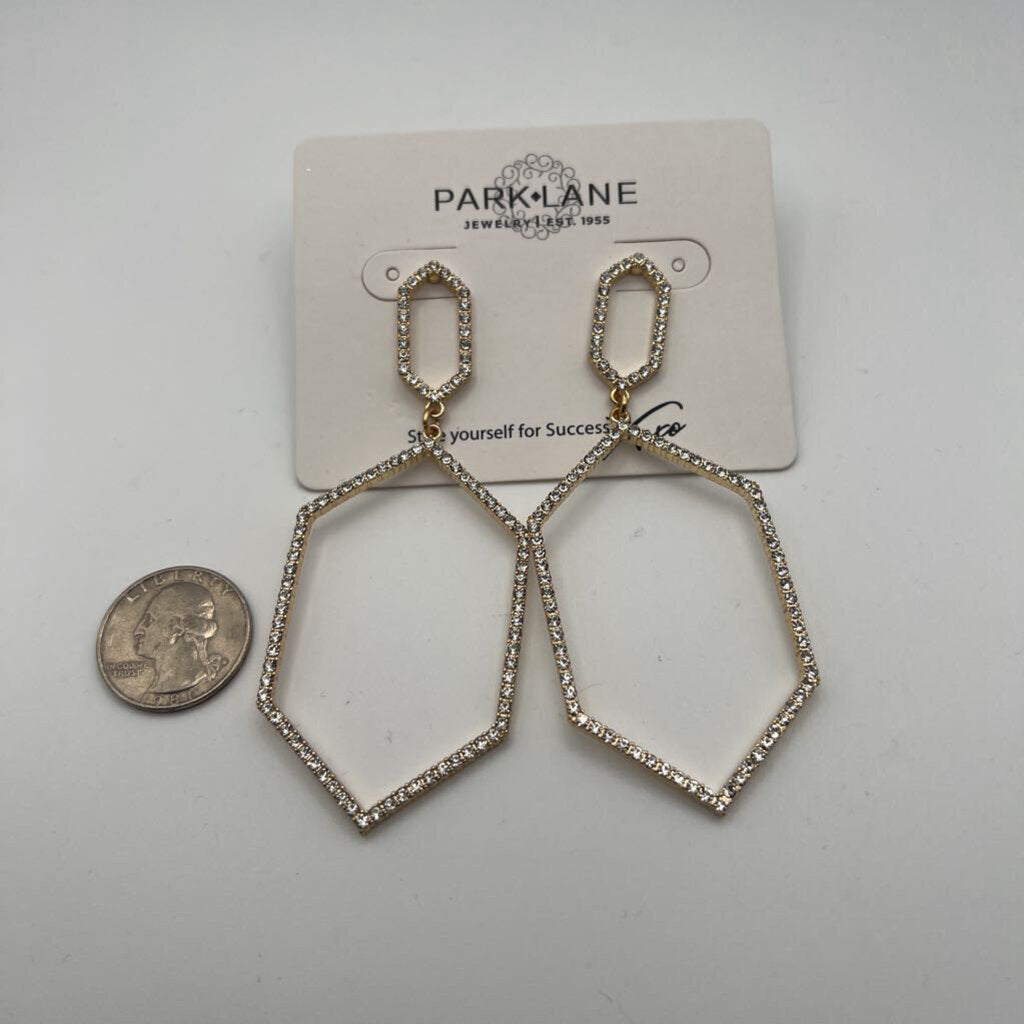Park Lane Gold/ Rhinestone Drop Statement Earrings
