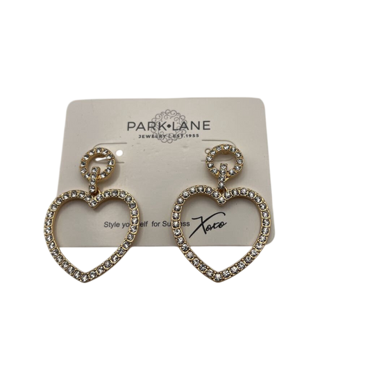 Park Lane Gold/ Rhinestone Drop Heart Earrings