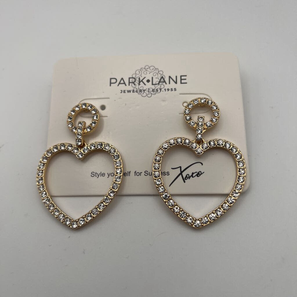 Park Lane Gold/ Rhinestone Drop Heart Earrings