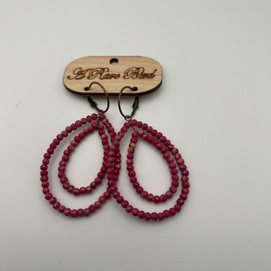 Pink Beaded Drop Statement Earrings