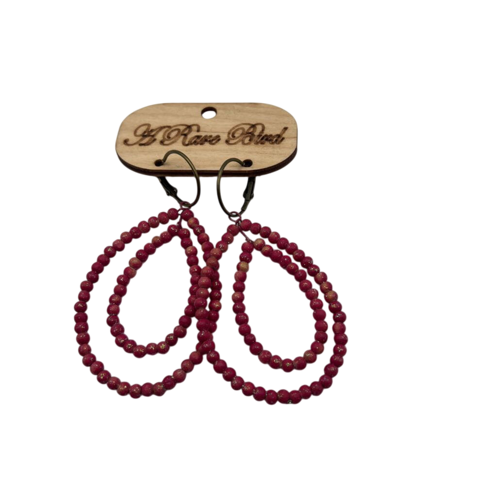 Pink Beaded Drop Statement Earrings