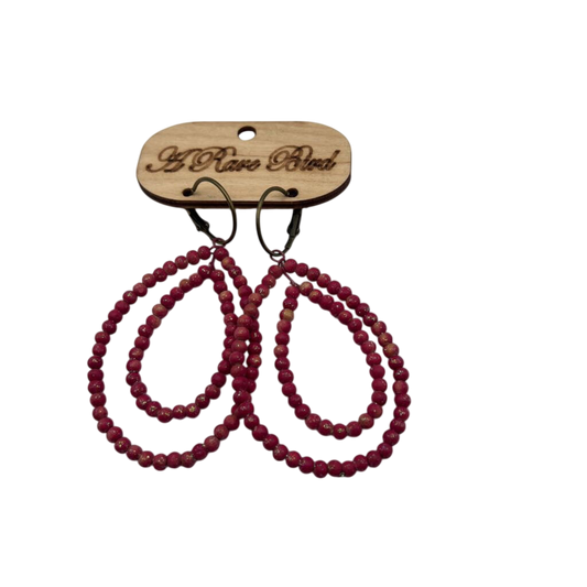 Pink Beaded Drop Statement Earrings