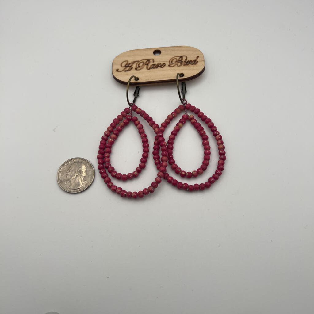 Pink Beaded Drop Statement Earrings