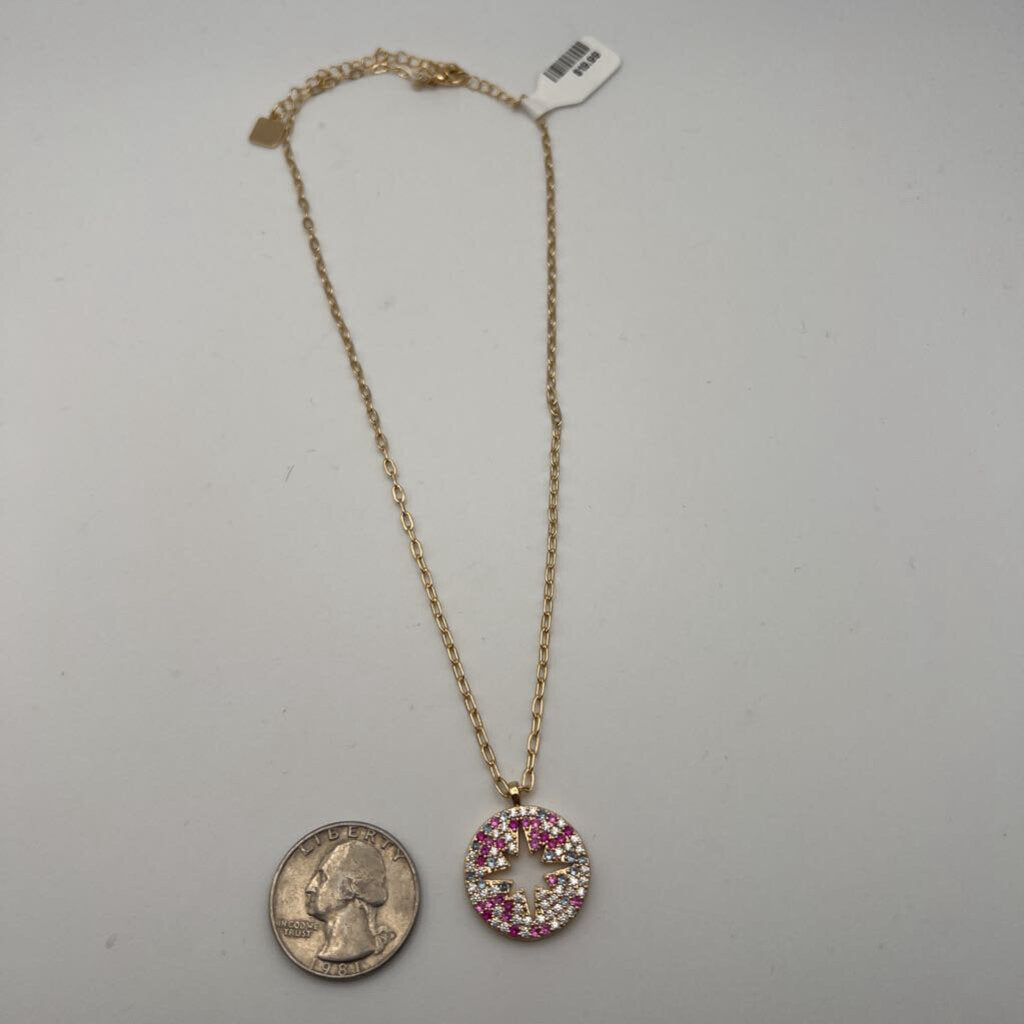Park Lane Gold/ Multi Sparkle Stone Pendant Necklace