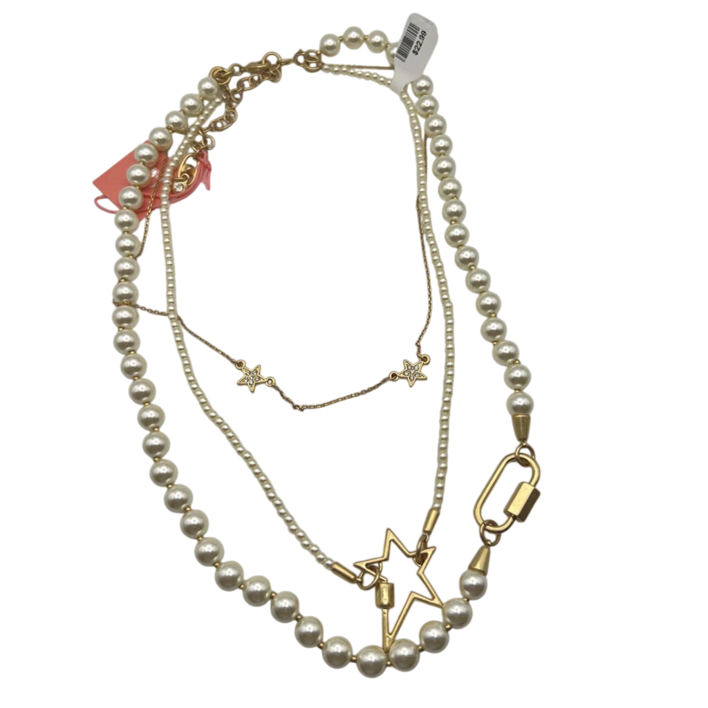 Gold/ Pearl Multi Strand Layered Necklace