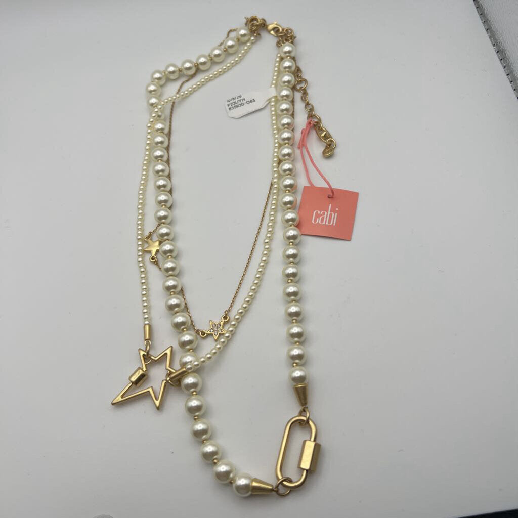 Gold/ Pearl Multi Strand Layered Necklace