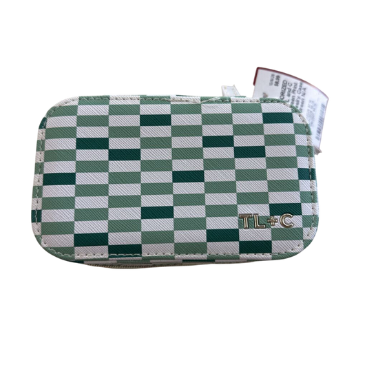 TL and C White/ Green Print Travel Jewelry Case