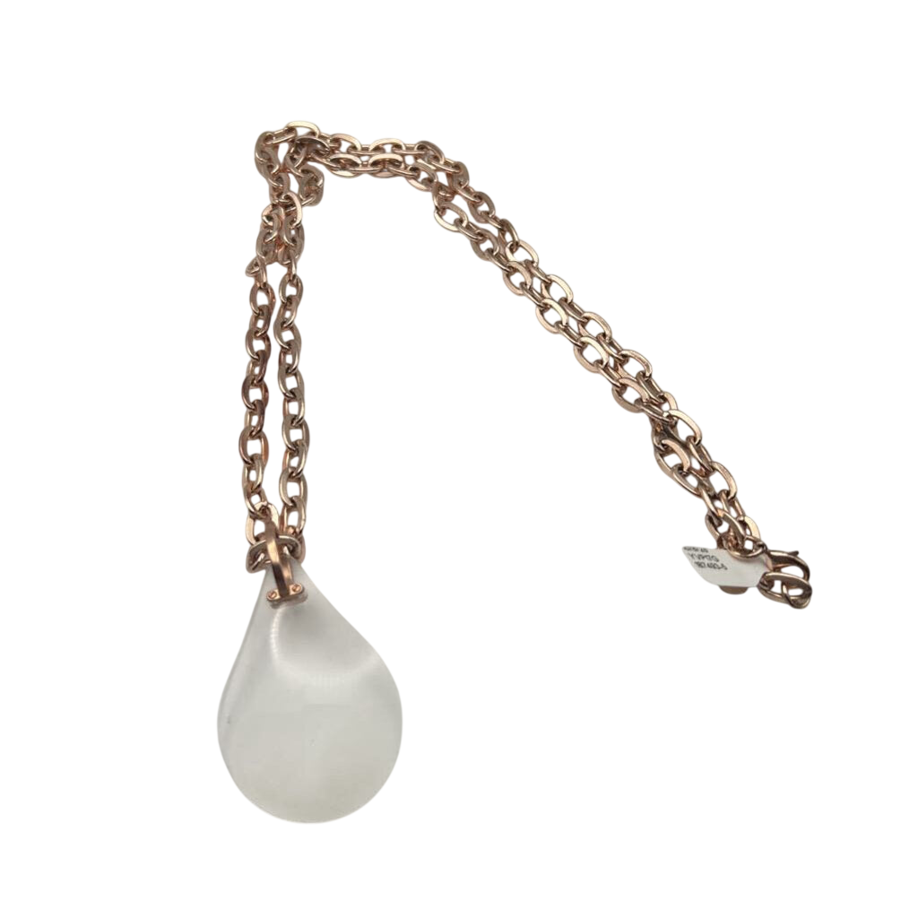 Luka Rose Gold Clear Pendant Long Necklace