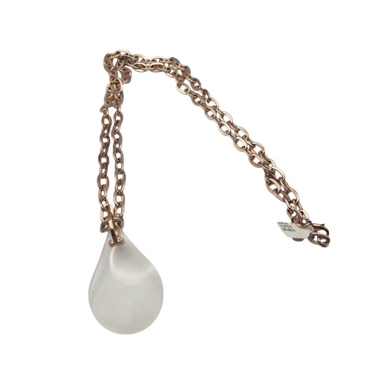 Luka Rose Gold Clear Pendant Long Necklace