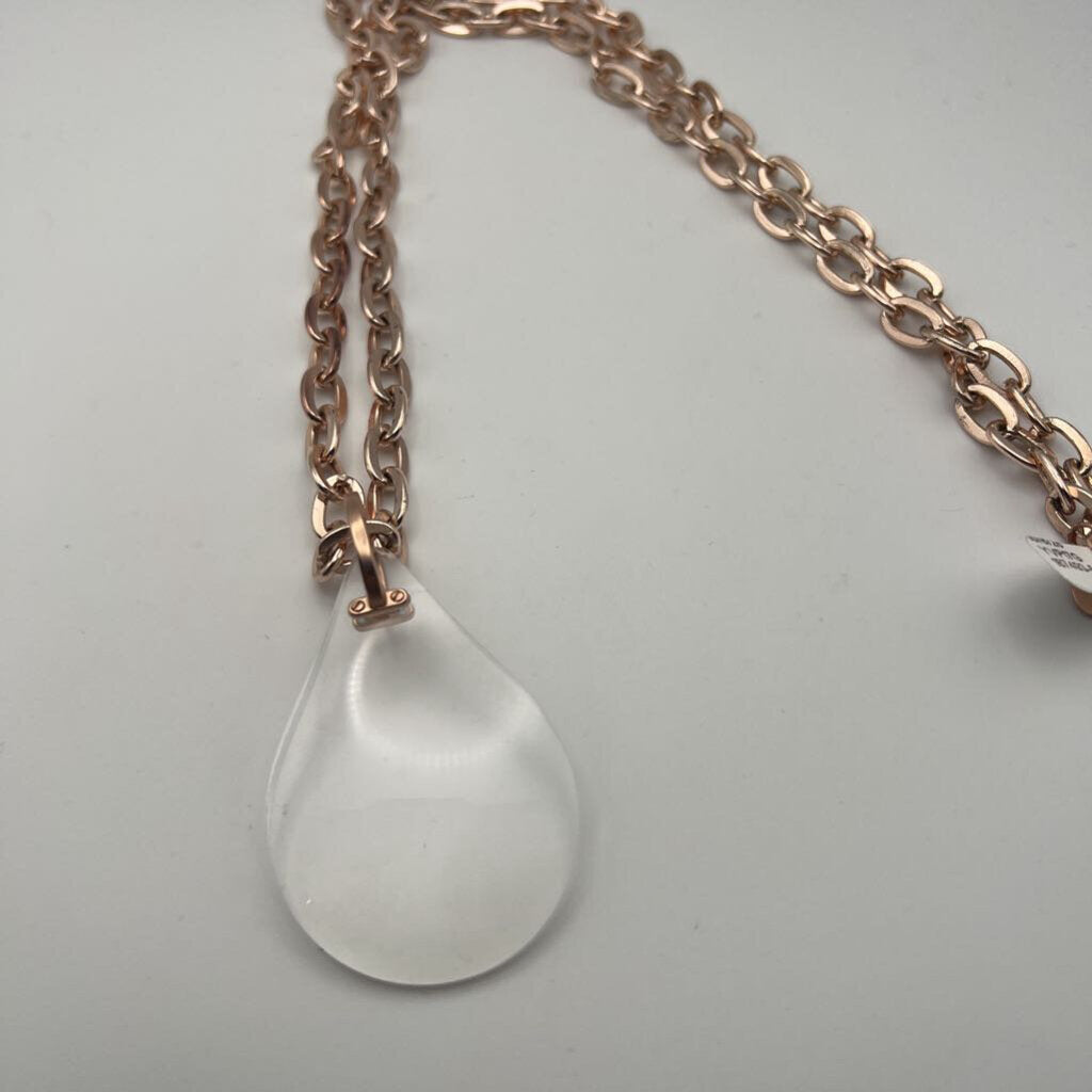 Luka Rose Gold Clear Pendant Long Necklace