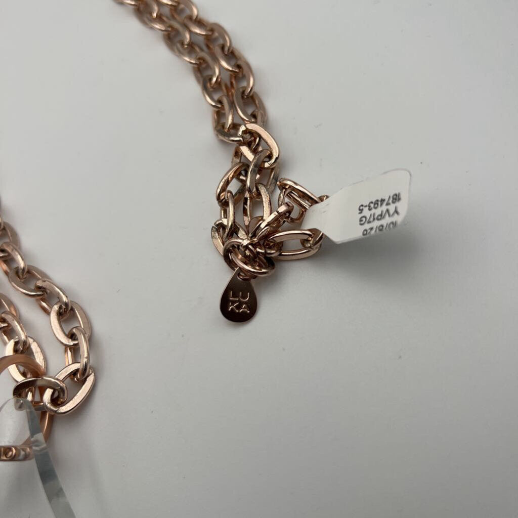 Luka Rose Gold Clear Pendant Long Necklace