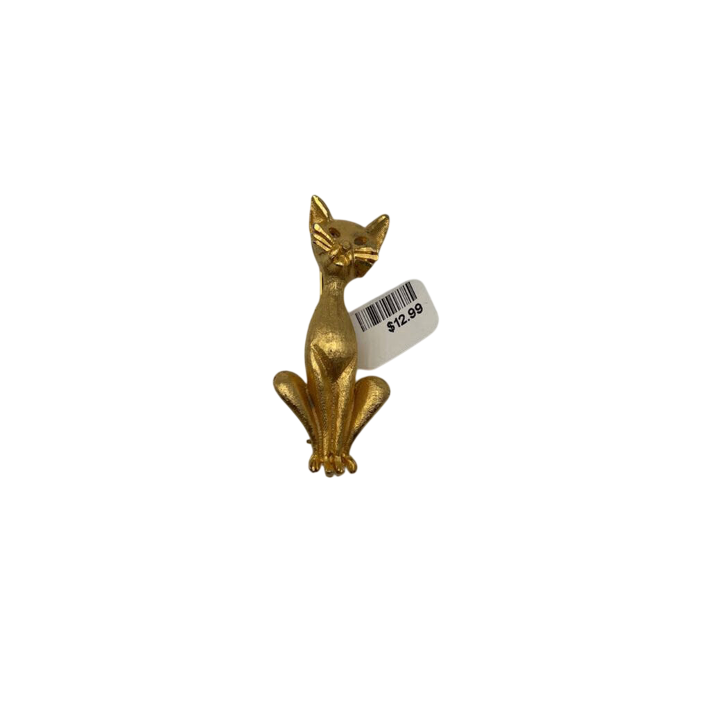 Brushed Gold Cat Brooch