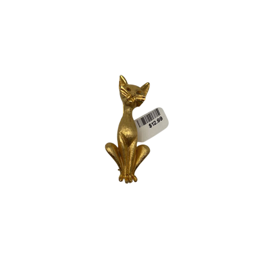 Brushed Gold Cat Brooch
