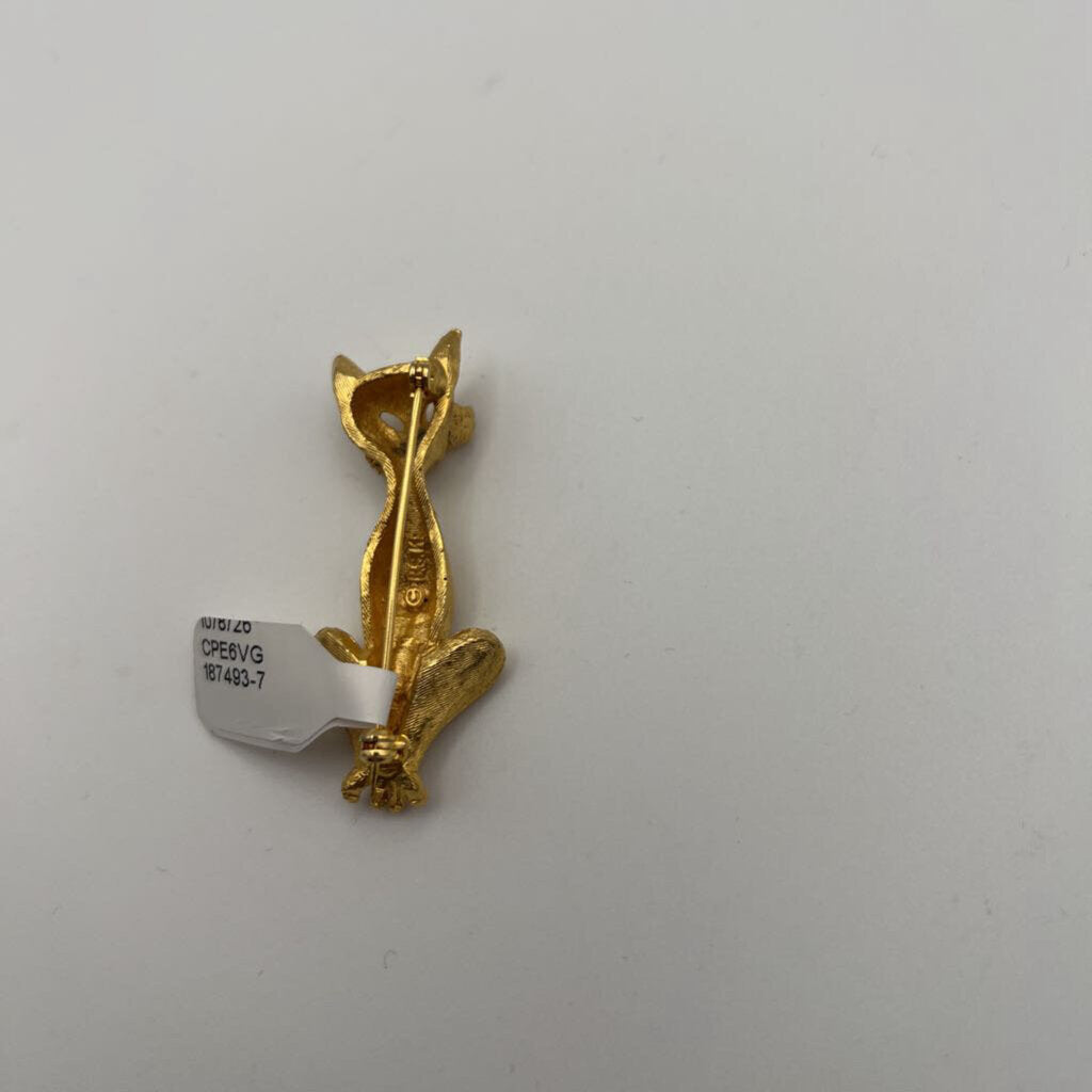 Brushed Gold Cat Brooch