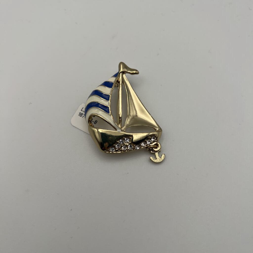 Gold Sailboat Brooch