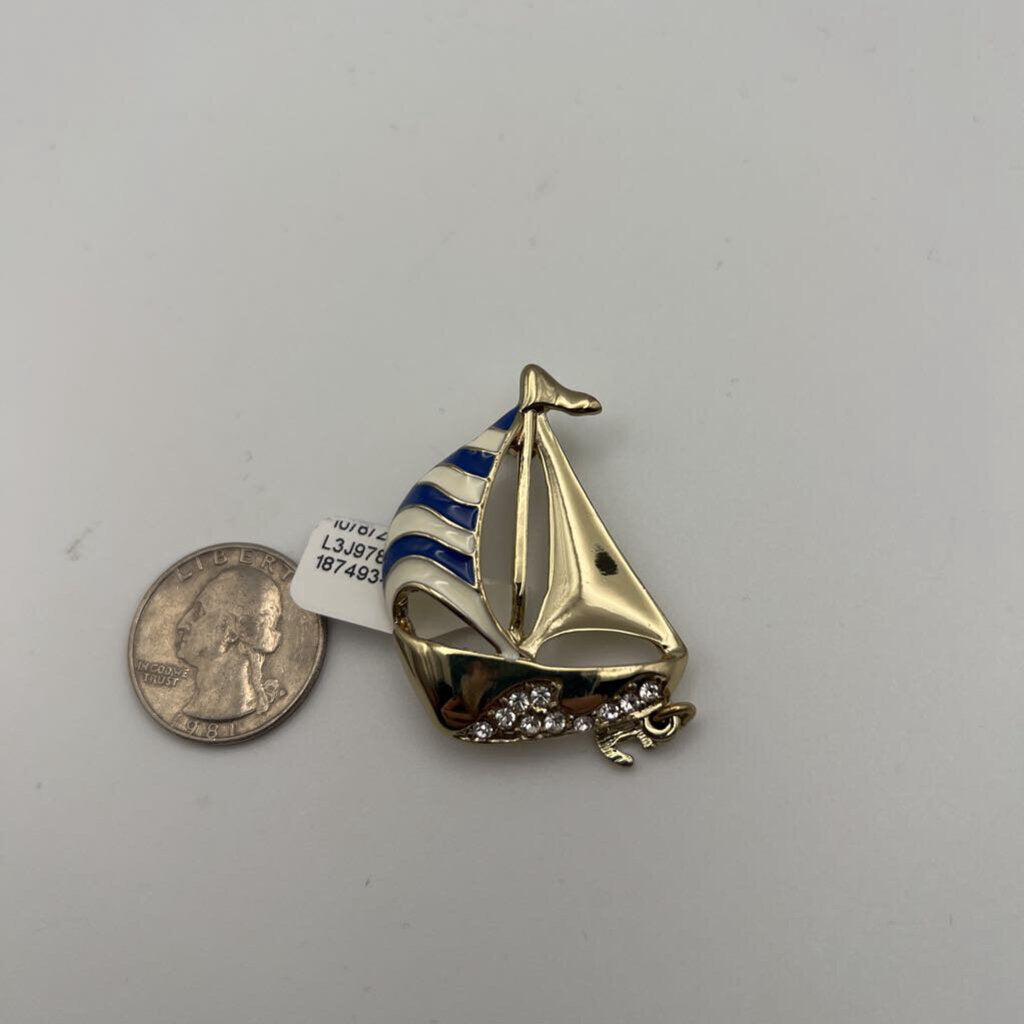Gold Sailboat Brooch