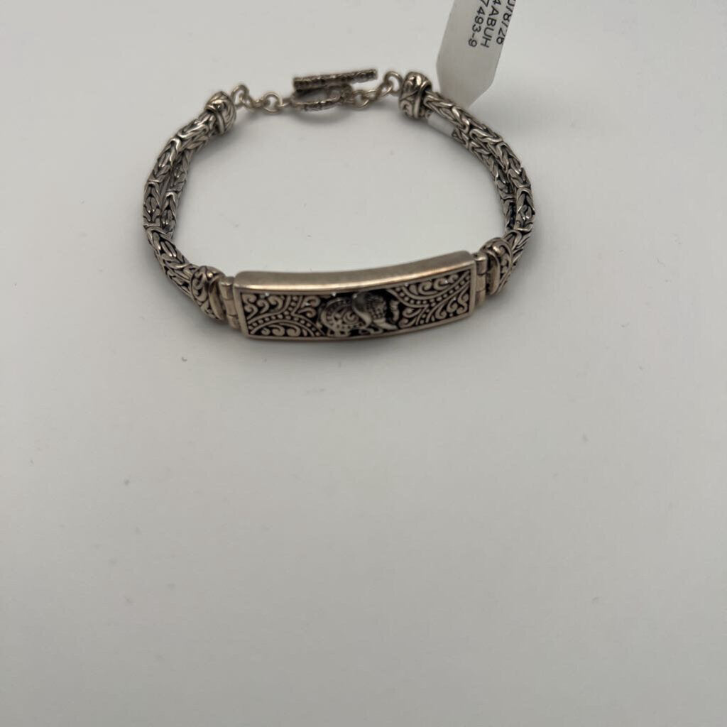 Sterling Silver Elephant Toggle Latch Bracelet