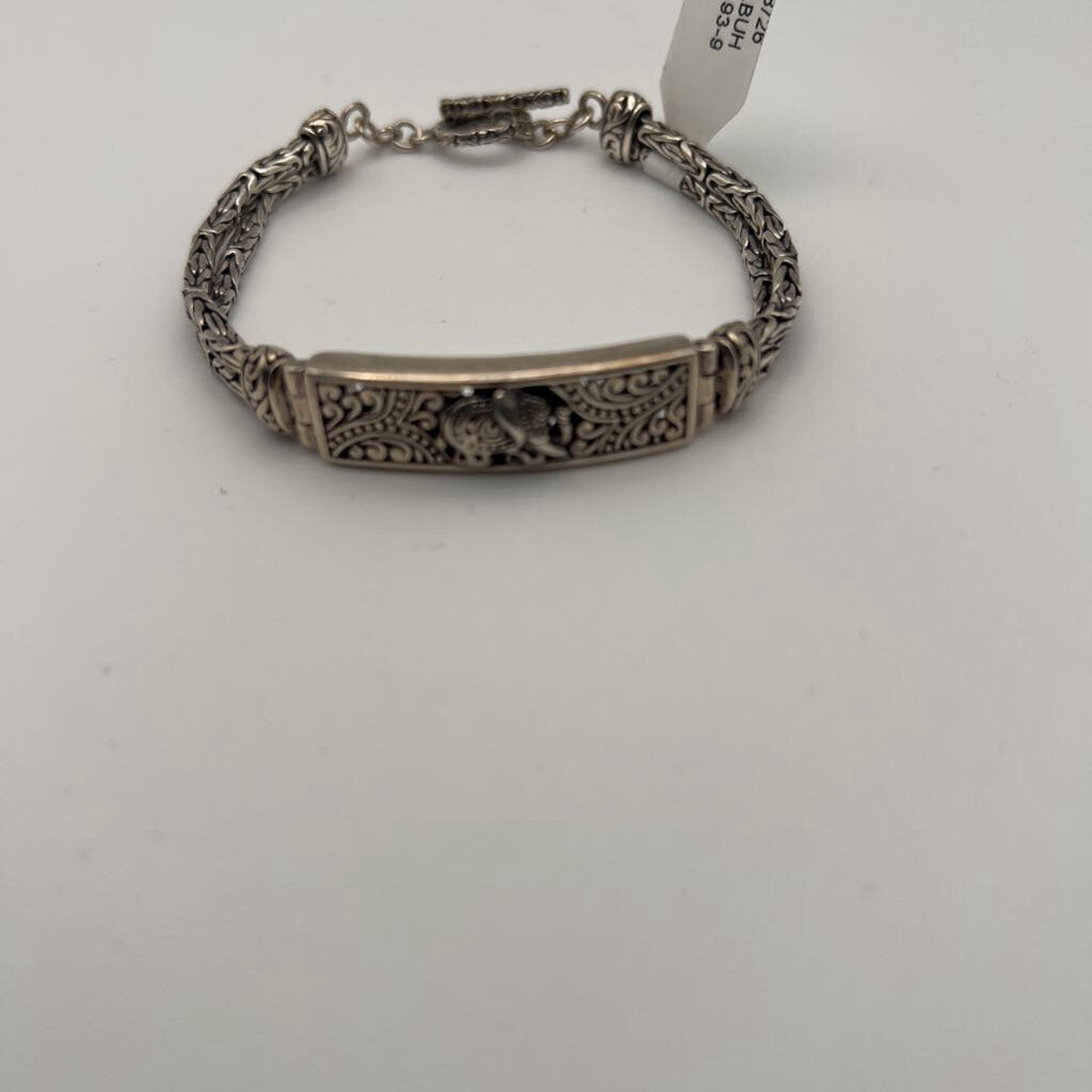 Sterling Silver Elephant Toggle Latch Bracelet