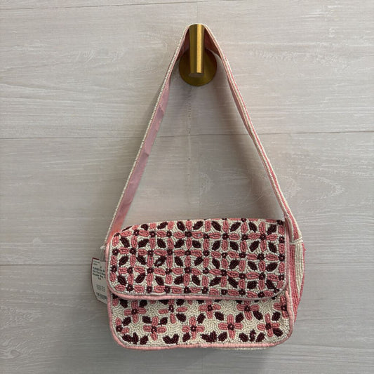 Pink Floral Beaded Shoulder Bag