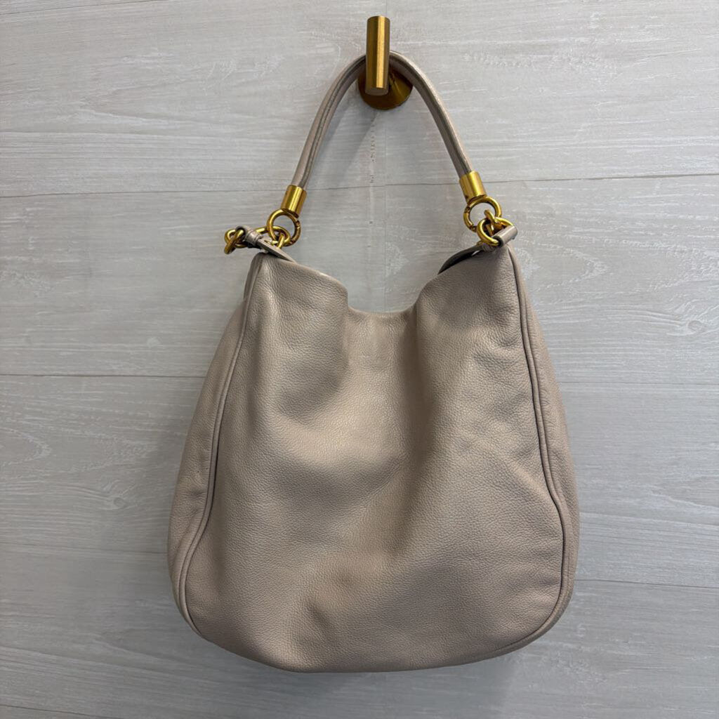 Marc by Marc Jacobs Light Taupe Pebbled Leather Hobo Bag