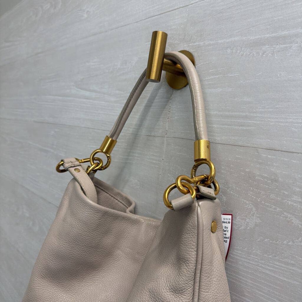 Marc by Marc Jacobs Light Taupe Pebbled Leather Hobo Bag